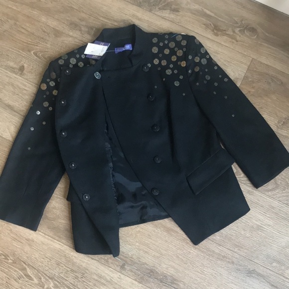 ❌sold❌Tam | NWT sequin wool black blazer. size 12 - Picture 5 of 7